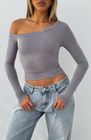 White Fox Boutique Predicting The Future Long Sleeve Tops Grey White | USA-28517GXEZ