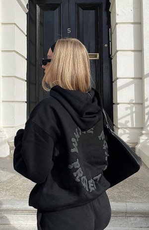 White Fox Boutique Project 5 Oversized Hoodie Black / Grey | USA-57684SEJO