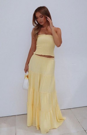 White Fox Boutique Prove Me Right Maxi Skirts Lemon | USA-53469XGAN