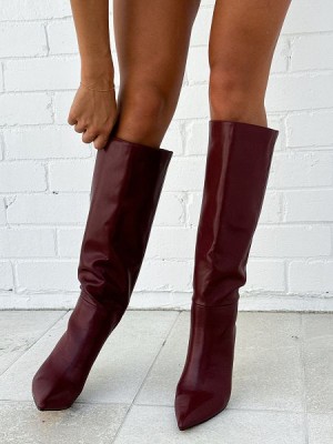 White Fox Boutique Run Away With Me Knee-high Boots Burgundy | USA-36947KWGX