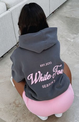 White Fox Boutique Season 7 Oversized Hoodie Grey / Pink | USA-78023CWLR