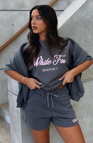 White Fox Boutique Season 7 Oversized T-shirt Grey / Pink | USA-60543NEUB