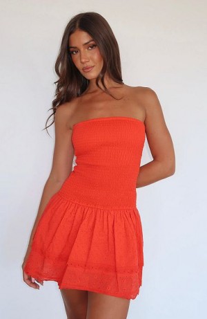 White Fox Boutique Seeking You Strapless Mini Dress Orange | USA-87360AWVB