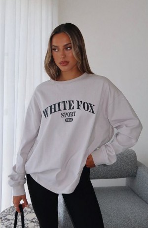 White Fox Boutique Stand With You Long Sleeve Oversized T-shirt White / Black | USA-49685GQFU