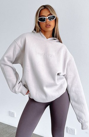 White Fox Boutique Stay Lifted Oversized Hoodie White / Gold | USA-89203QBUI