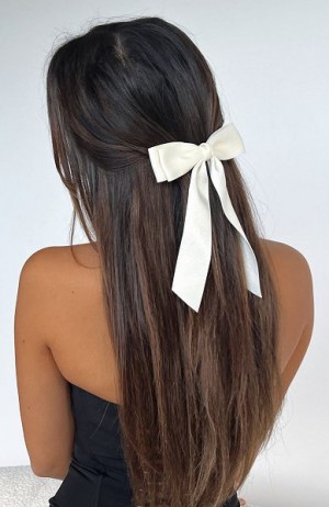 White Fox Boutique Sweet Serenity Bow Hair Accessories Cream | USA-71096ZBQP