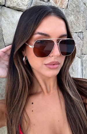 White Fox Boutique Tahoe Sunglasses Brown / Black | USA-83517MBAZ