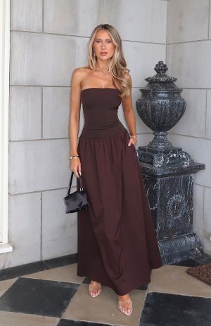 White Fox Boutique Take Back Maxi Dress Chocolate | USA-32480ULSQ