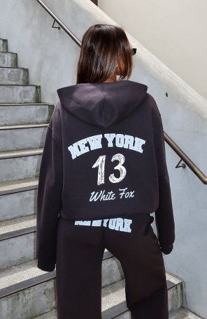 White Fox Boutique Team New York Oversized Hoodie Grey | USA-14075IURQ