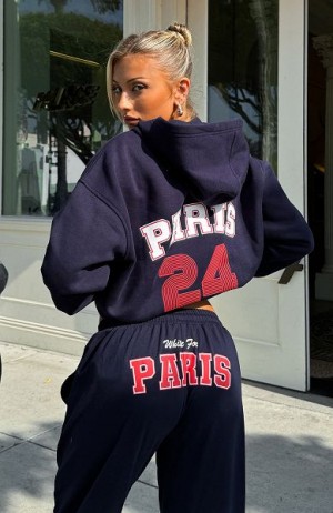 White Fox Boutique Team Paris Oversized Hoodie Navy | USA-90387IPNT