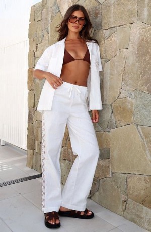 White Fox Boutique The Day I Left Linen Pants White | USA-35679SKCI