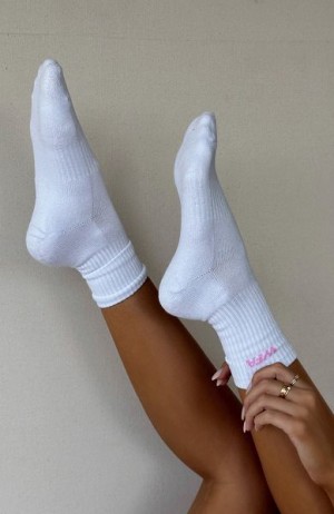 White Fox Boutique Wfa Socks White / Pink | USA-79841KOAP