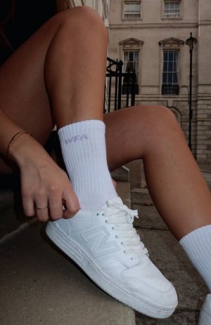 White Fox Boutique Wfa Socks White / Purple | USA-87543DLAY