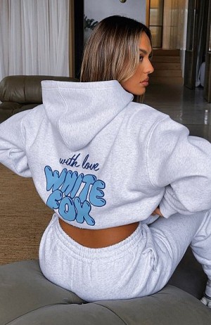 White Fox Boutique With Love Always Oversized Hoodie Grey | USA-64917CUIL