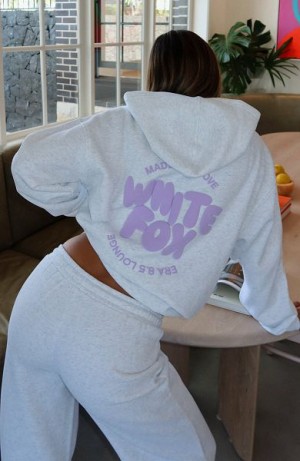 White Fox Boutique With Love For You Oversized Hoodie Grey | USA-72451VFUQ