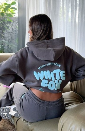 White Fox Boutique With Love For You Oversized Hoodie Grey / Blue | USA-52748LQAX