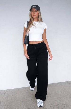 White Fox Boutique You'd Love It Here Wide Leg Sweatpants Black | USA-62870DHCV