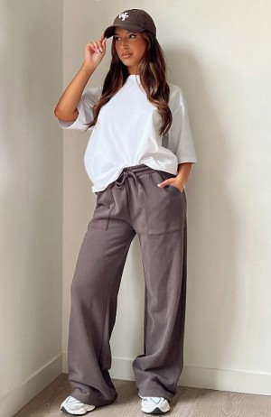 White Fox Boutique You'd Love It Here Wide Leg Sweatpants Grey | USA-74825GVPY