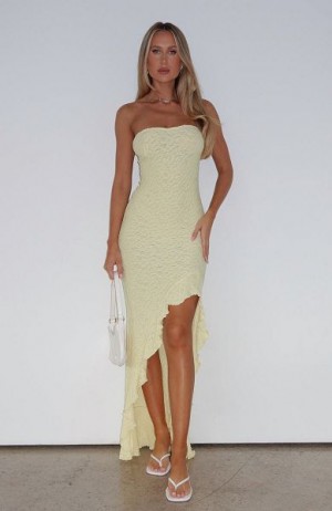 White Fox Boutique Your Fantasy Maxi Dress Lemon | USA-14529KODG