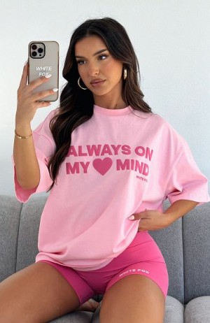 White Fox Boutique You're Always On My Mind Oversized T-shirt Pink | USA-61023VFTR