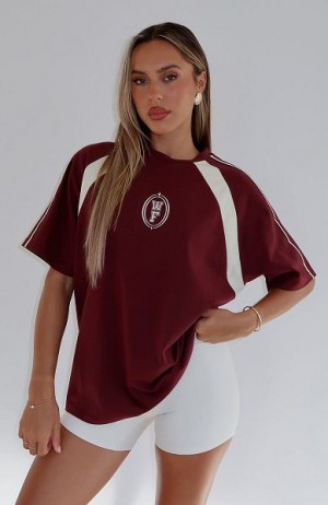 White Fox Boutique You're Out Of Luck Oversized T-shirt Burgundy | USA-61708OVUX