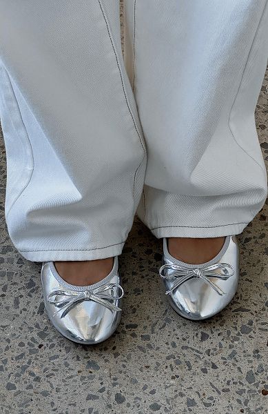 White Fox Boutique Bridget Ballet Flats Silver | USA-80253UZYT