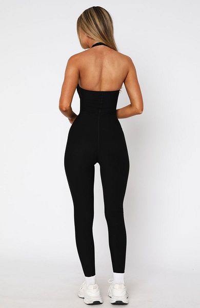 White Fox Boutique Combat Halter Jumpsuit Black | USA-91728THRC