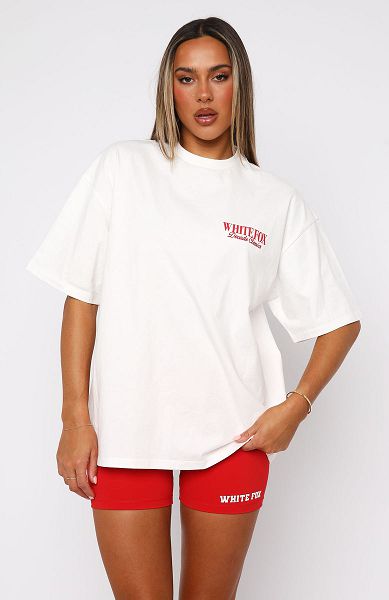 White Fox Boutique Decade Classics Essential Oversized T-shirt White | USA-46132RZBX