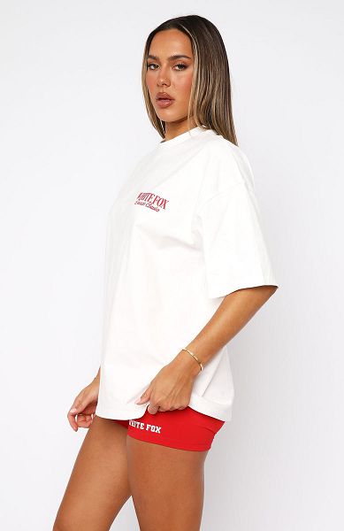 White Fox Boutique Decade Classics Essential Oversized T-shirt White | USA-46132RZBX