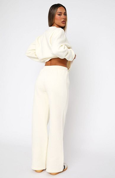 White Fox Boutique Decade Classics Essential Wide Leg Sweatpants Cream | USA-64932RHNE