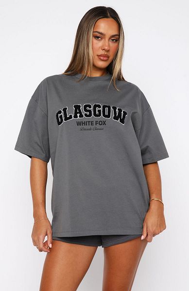 White Fox Boutique Decade Classics Global Oversized T-shirt Grey / Wblack | USA-08624LSHR