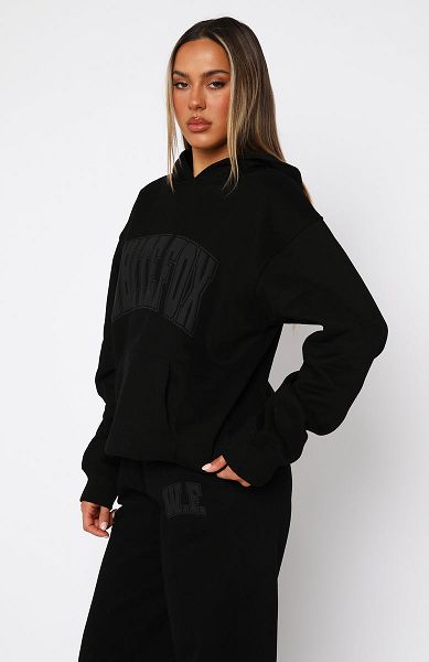 White Fox Boutique Decade Classics Varsity Oversized Hoodie Black | USA-52786PCOS