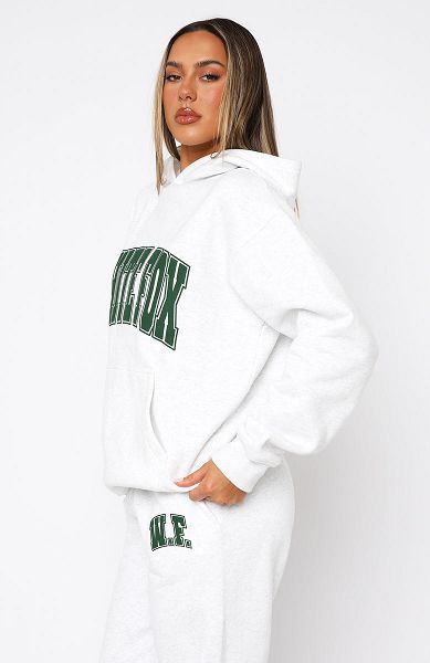 White Fox Boutique Decade Classics Varsity Oversized Hoodie Grey | USA-08762GERT