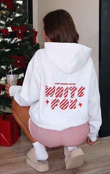 White Fox Boutique Deck The Halls Oversized Hoodie Grey | USA-43218ONQP