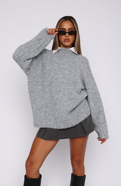 White Fox Boutique Everyone Wins Oversized Knit Sweaters Grey | USA-87516RMIP