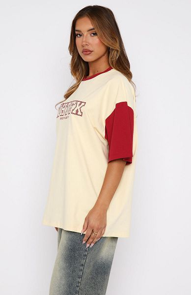 White Fox Boutique Fearlessly Flying Oversized T-shirt Cream | USA-67943LSEN