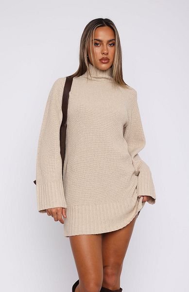 White Fox Boutique Fireside Long Sleeve Knit Dress Grey | USA-43256AVGK