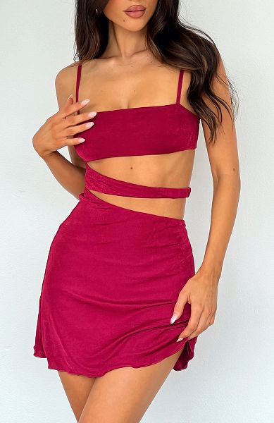 White Fox Boutique Glowed Up Mini Dress Burgundy | USA-03257ABCE