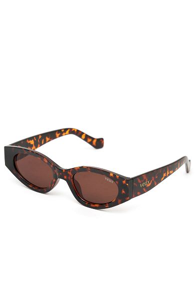 White Fox Boutique Hailey Sunglasses Black / Brown | USA-10589VILG