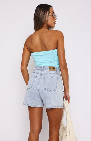 White Fox Boutique Highly Classified Strapless Tops Blue | USA-15973UETQ