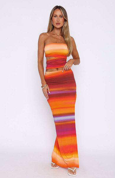 White Fox Boutique Intertwined Maxi Skirts Orange / Multicolor | USA-29536TGBC