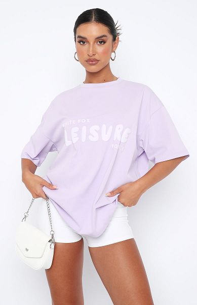 White Fox Boutique Leisure Series Oversized T-shirt Lavender | USA-13082XDIY