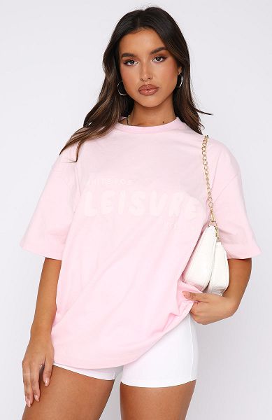 White Fox Boutique Leisure Series Oversized T-shirt Pink / White | USA-70318KSZL