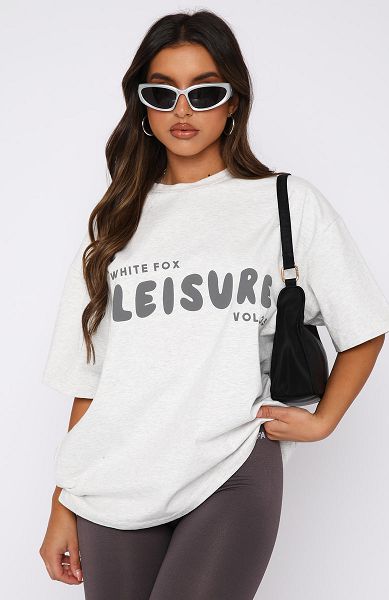 White Fox Boutique Leisure Series Oversized T-shirt Grey | USA-56104OYAX