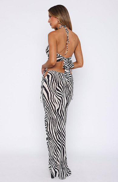 White Fox Boutique Luminous Maxi Skirts Black / White | USA-17098BRIN