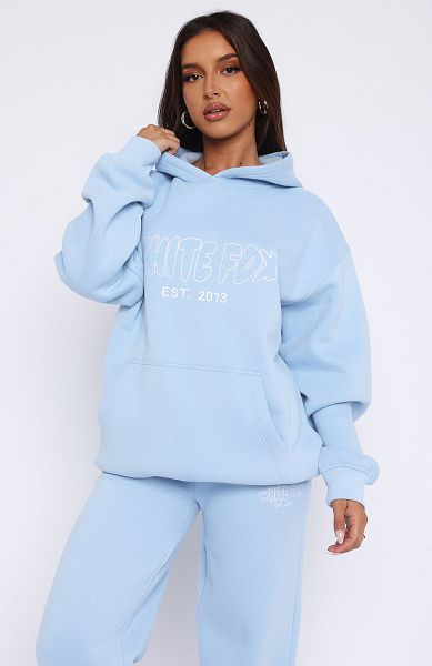 White Fox Boutique Missed Flights Oversized Hoodie Blue | USA-14369TBNF