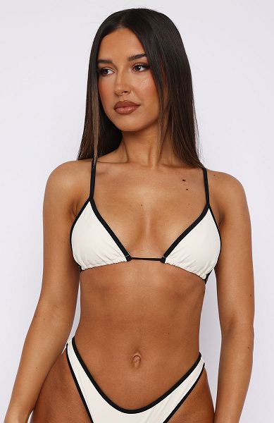 White Fox Boutique Positano Bikini Tops Cream / Black | USA-14085LICM