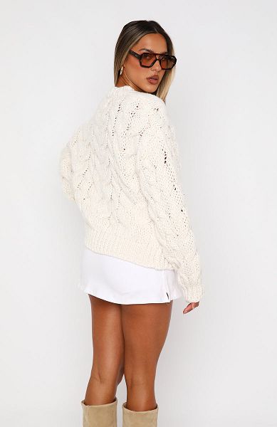 White Fox Boutique Real Feelings Oversized Knit Sweaters White | USA-14065IHAV