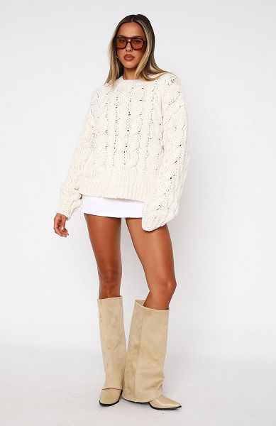 White Fox Boutique Real Feelings Oversized Knit Sweaters White | USA-14065IHAV