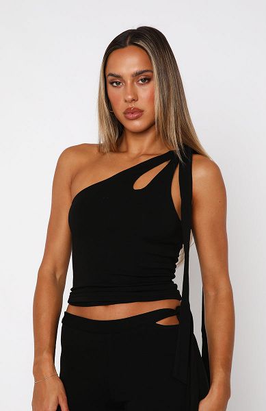 White Fox Boutique Reckless Romance One Shoulder Tops Black | USA-21307GRJH